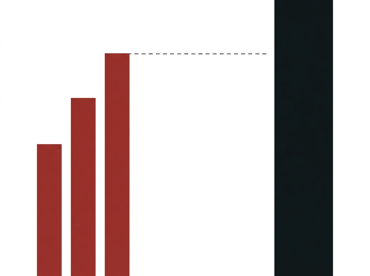 Three short red bars representing salary brackets beside one massive black bar representing apartment price — the disproportion is the argument.